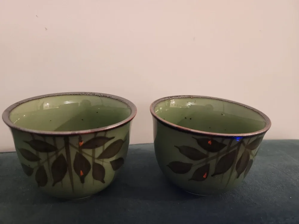 Set of 2 Green Decorative Bowls