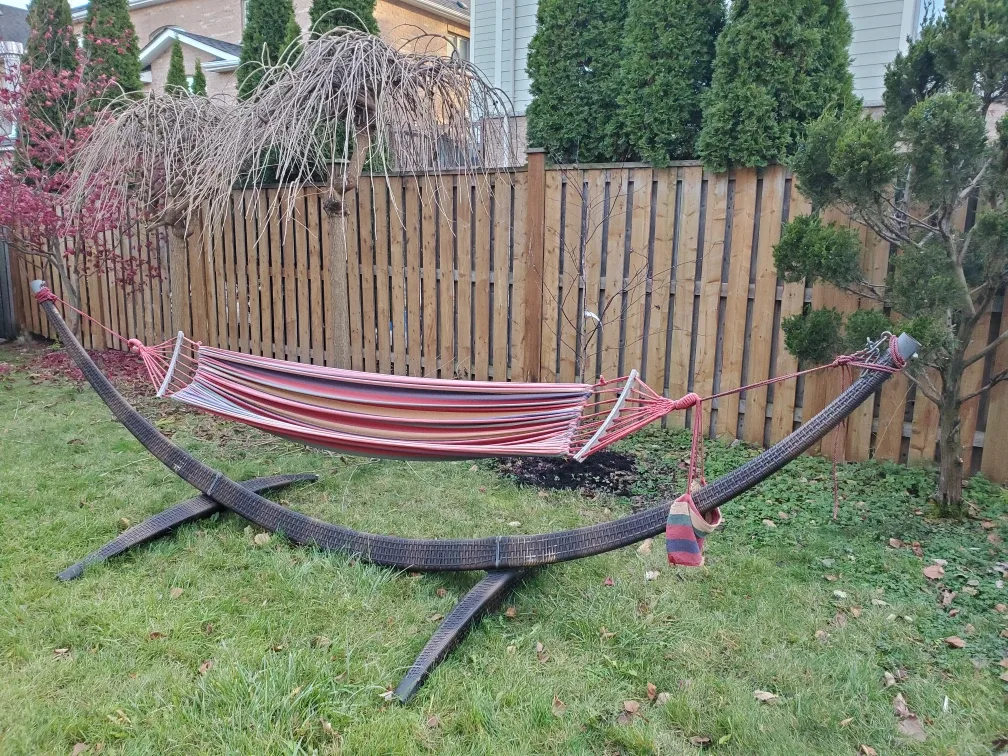 Striped Hammock with Stand