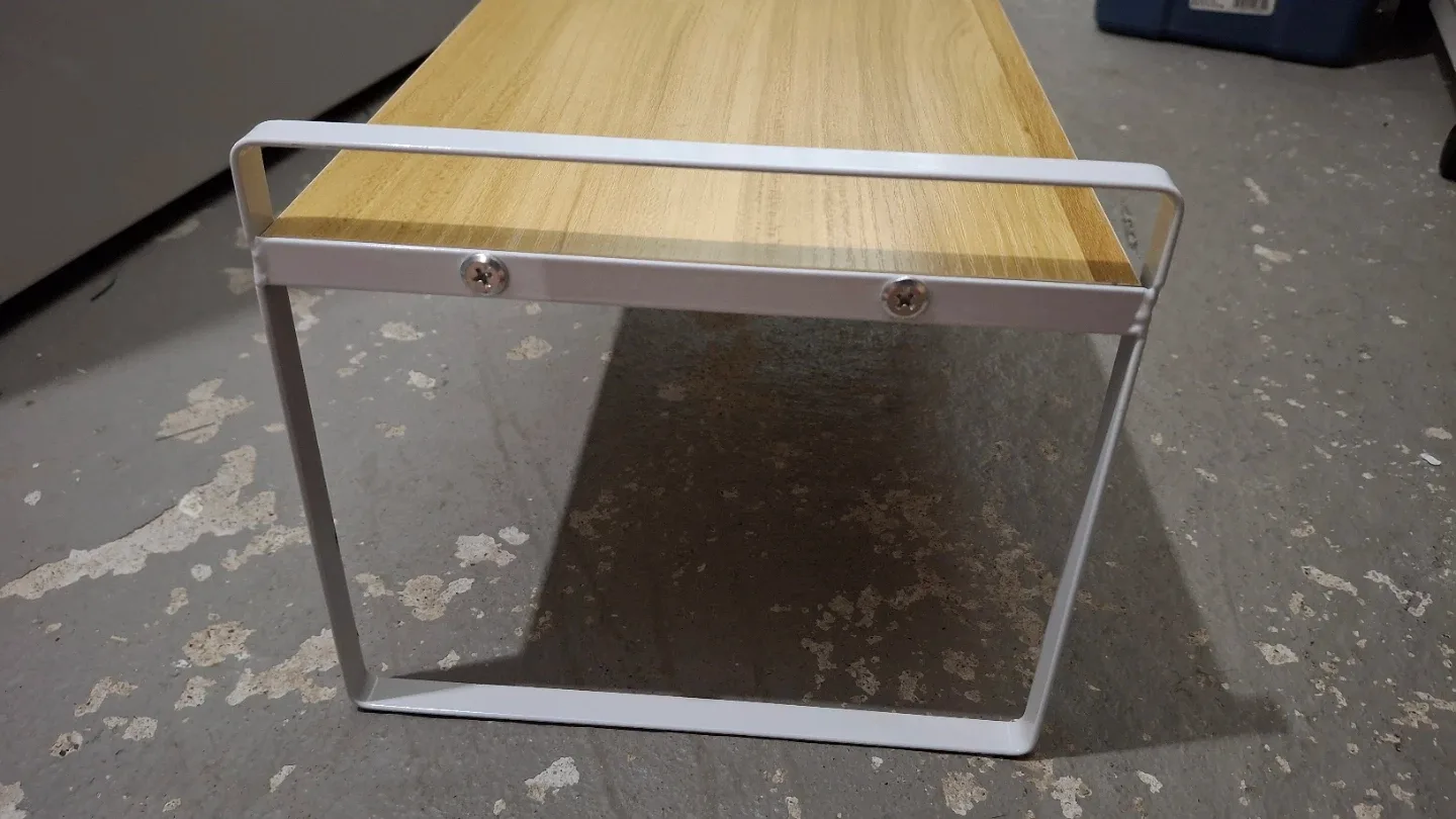 Wood & White Metal Shelf (8" x 16" h: 7") image indicator(4)