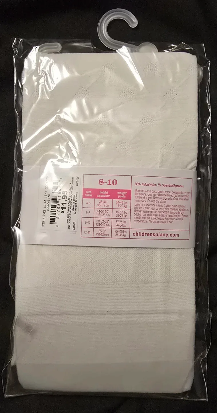 NEW! Girl's White Argyle & Heart Pattern Tights! - Size 8 - 10 image indicator(3)