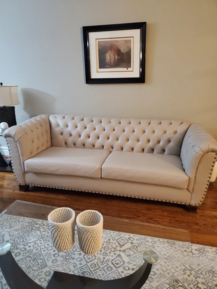 Beige Chesterfield Style Sofa