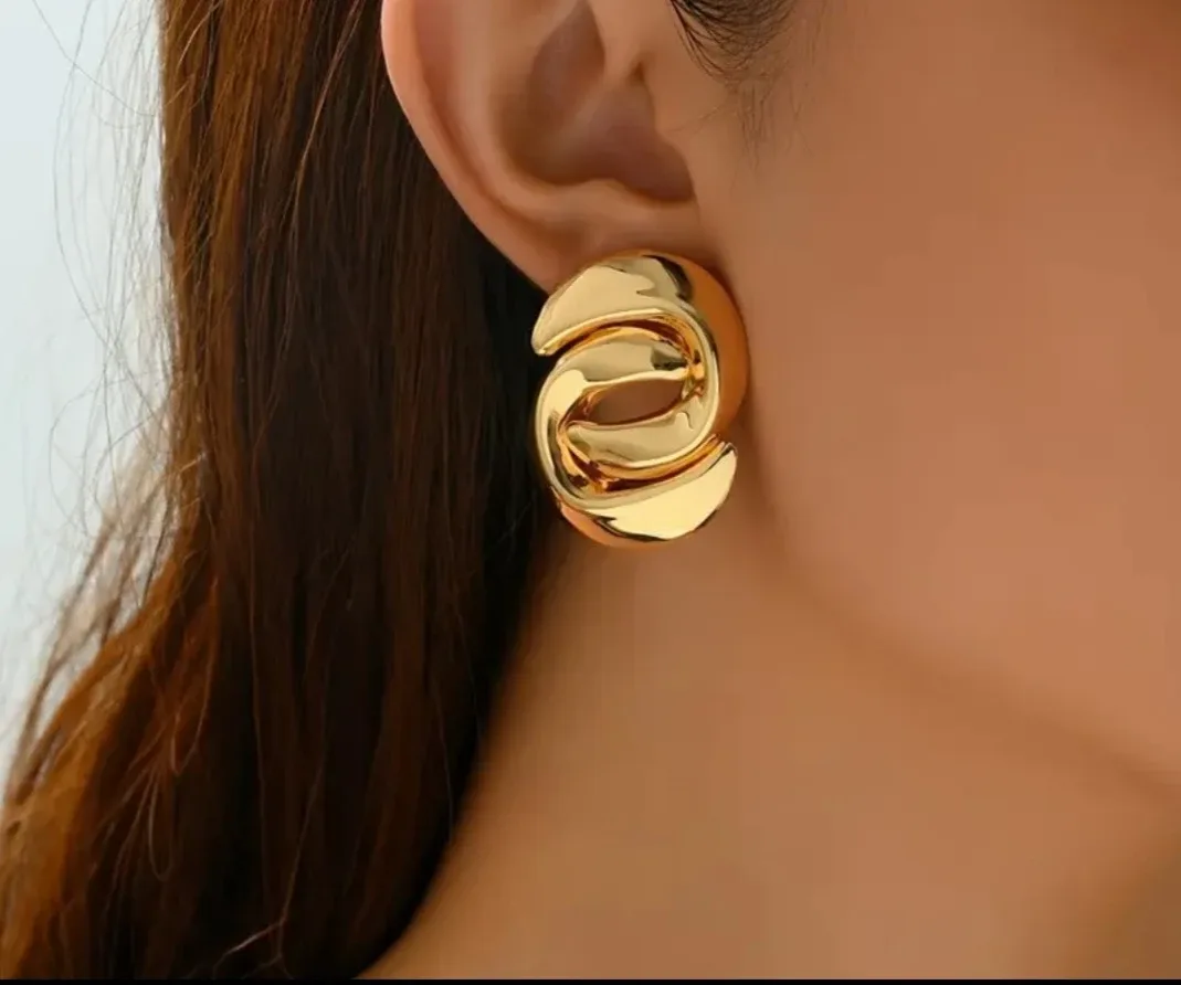 Gold Tone Statement Earrings thumbnail