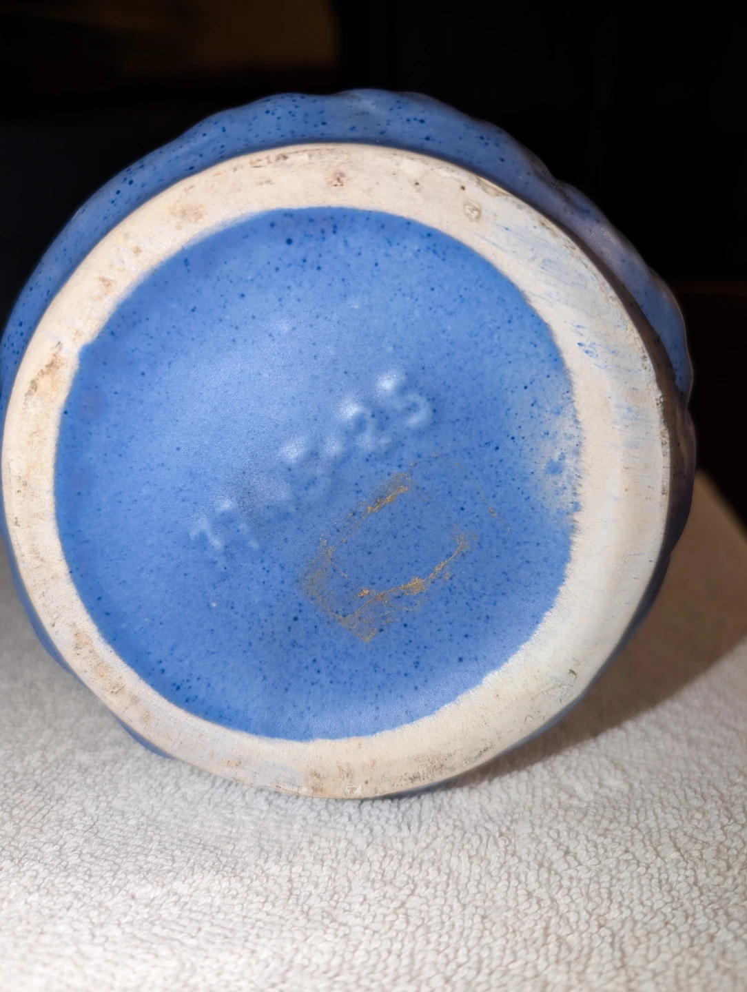 VTG Blue ceramic pitcher vase - photo 4