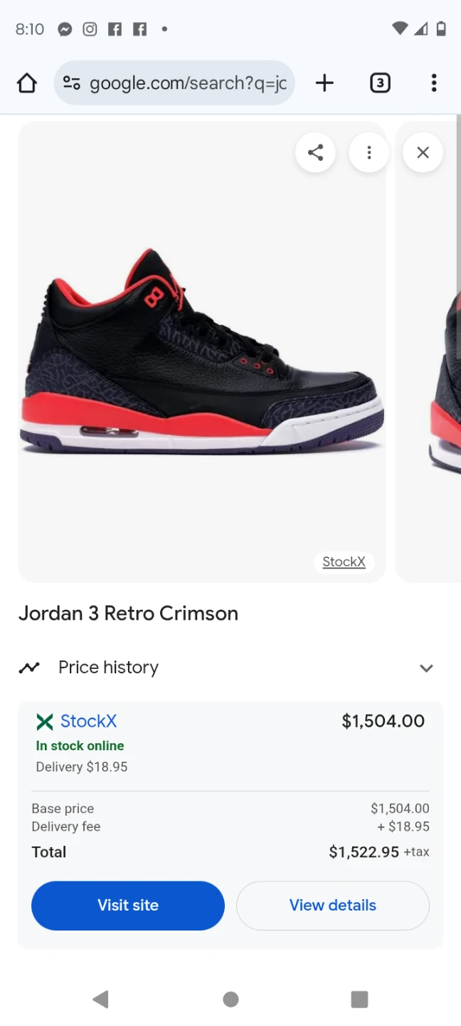 Jordan 3 Retro  Red Crimson