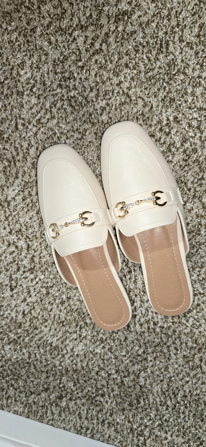 Beige Mules with Gold Detail, Size 9 - photo 2