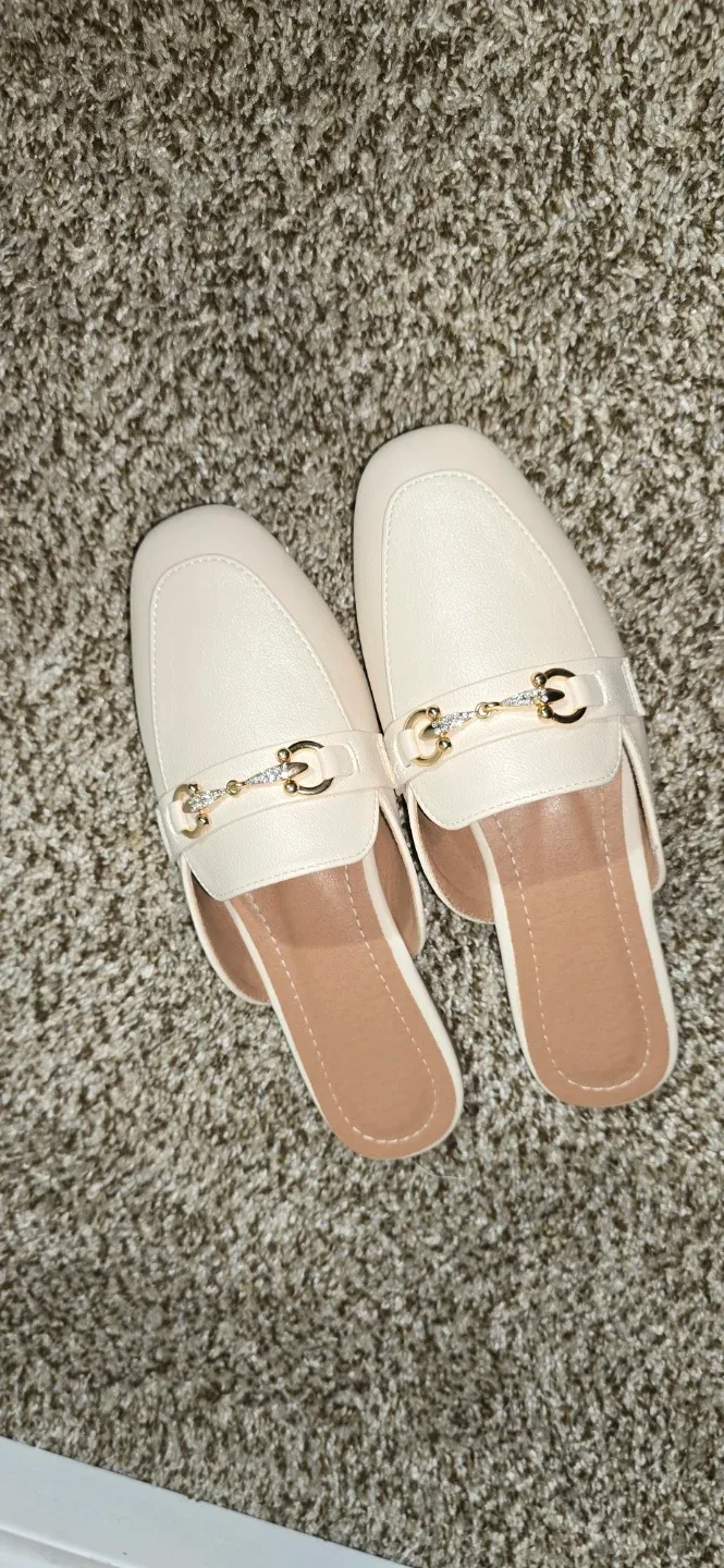 Beige Mules with Gold Detail, Size 9 image indicator(2)