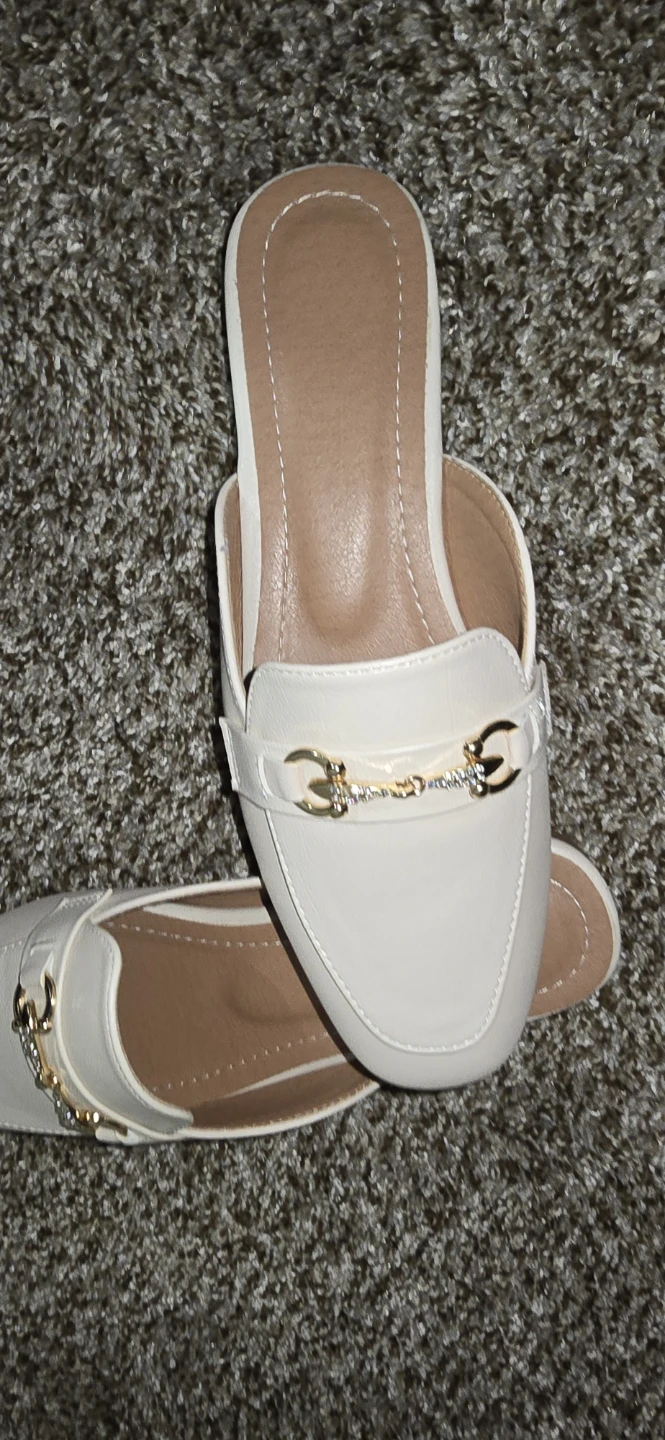 Beige Mules with Gold Detail, Size 9 - photo 3