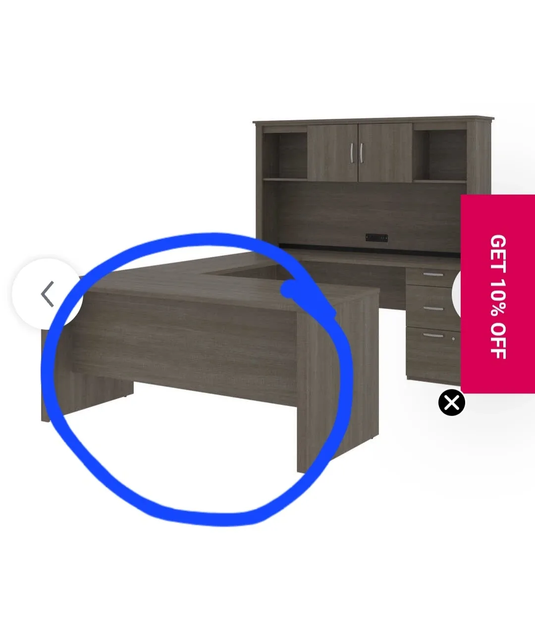 1 Desk from a Bestar U-Shaped Executive Desk - Brown image indicator(4)