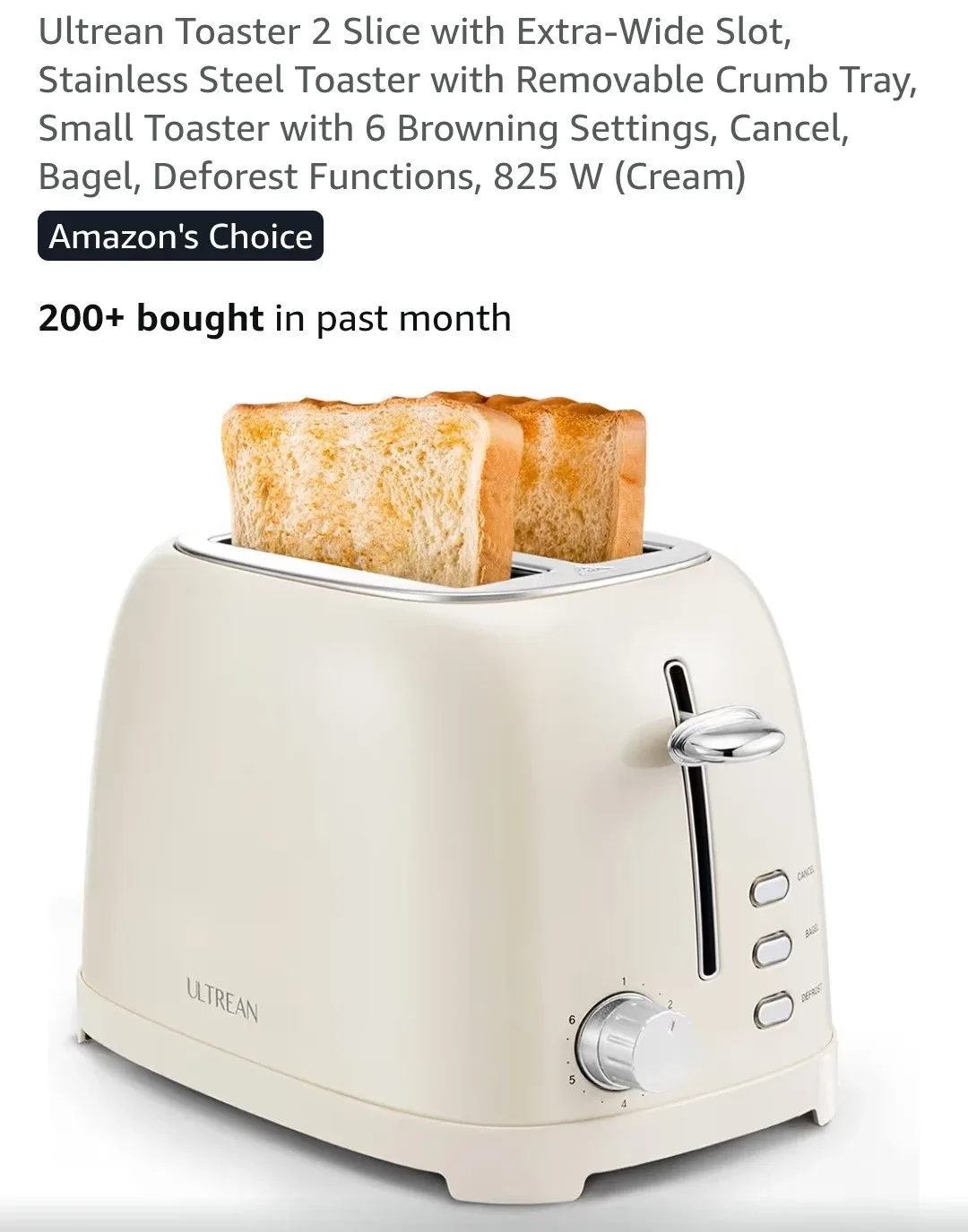 ULTREAN 2-Slice Toaster - Retro Beige image indicator(9)