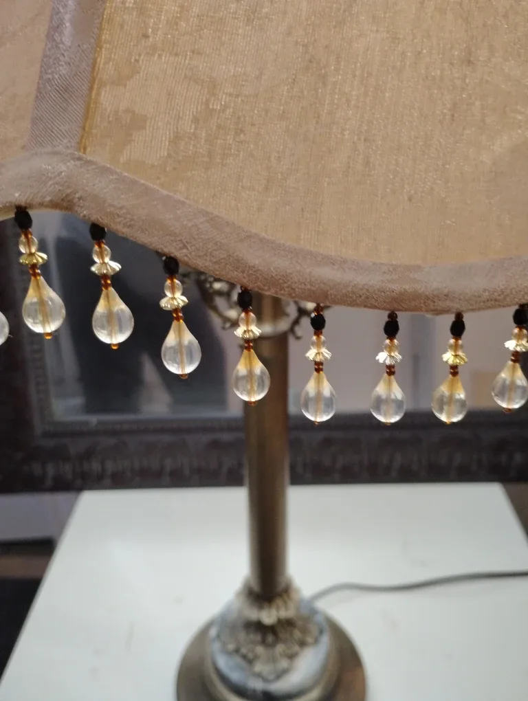Vintage Style Table Lamp with Beaded Shade
