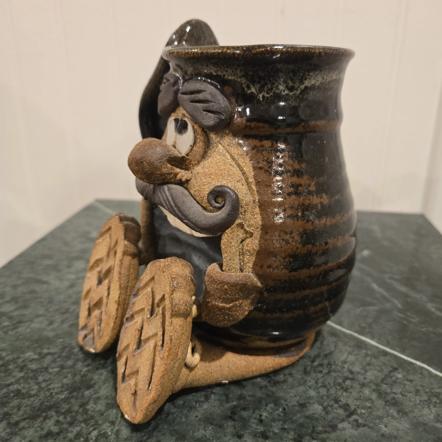 Vintage 3D "Ugly Face" Stoneware Robert Eakin style Mug - photo 2