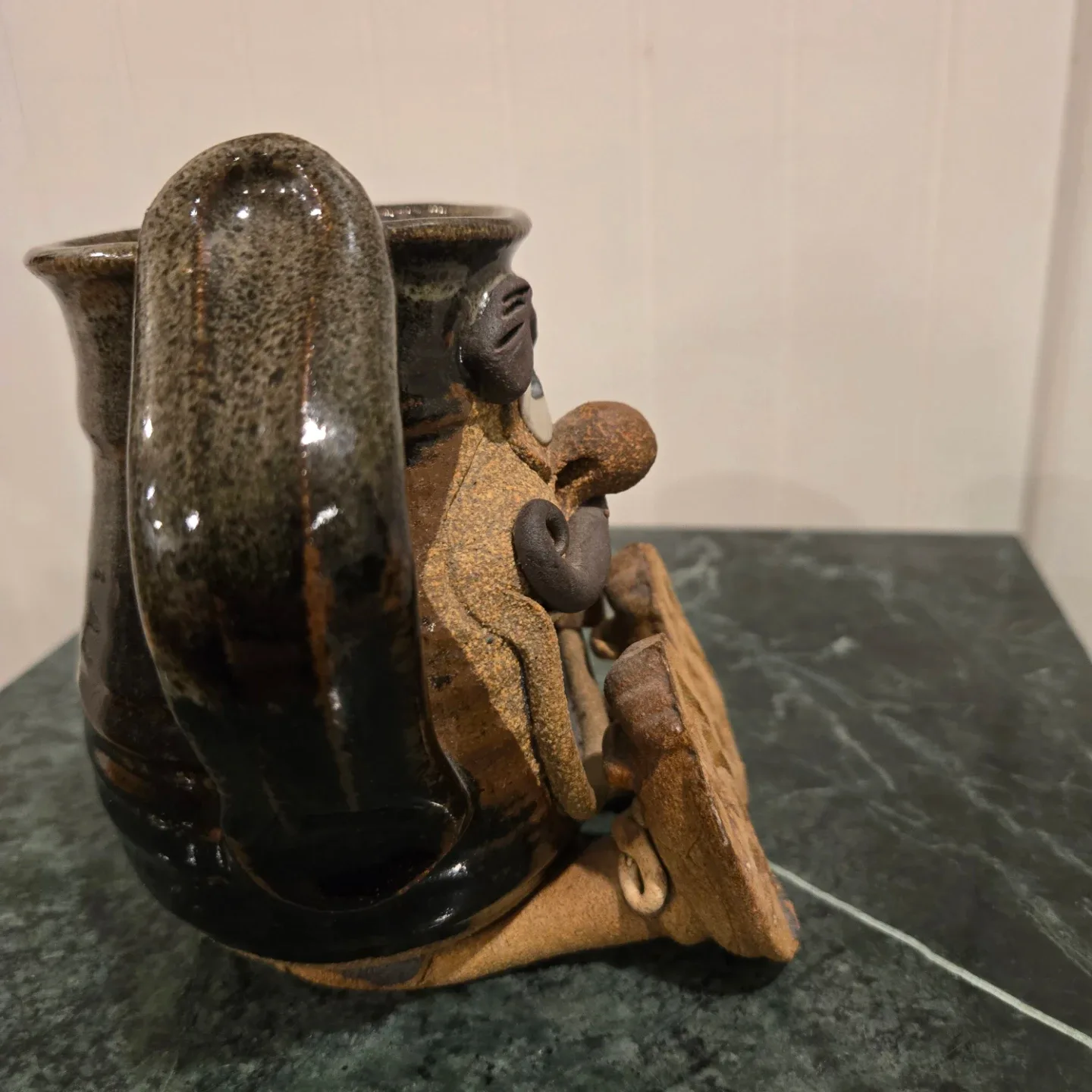 Vintage 3D "Ugly Face" Stoneware Robert Eakin style Mug image indicator(3)