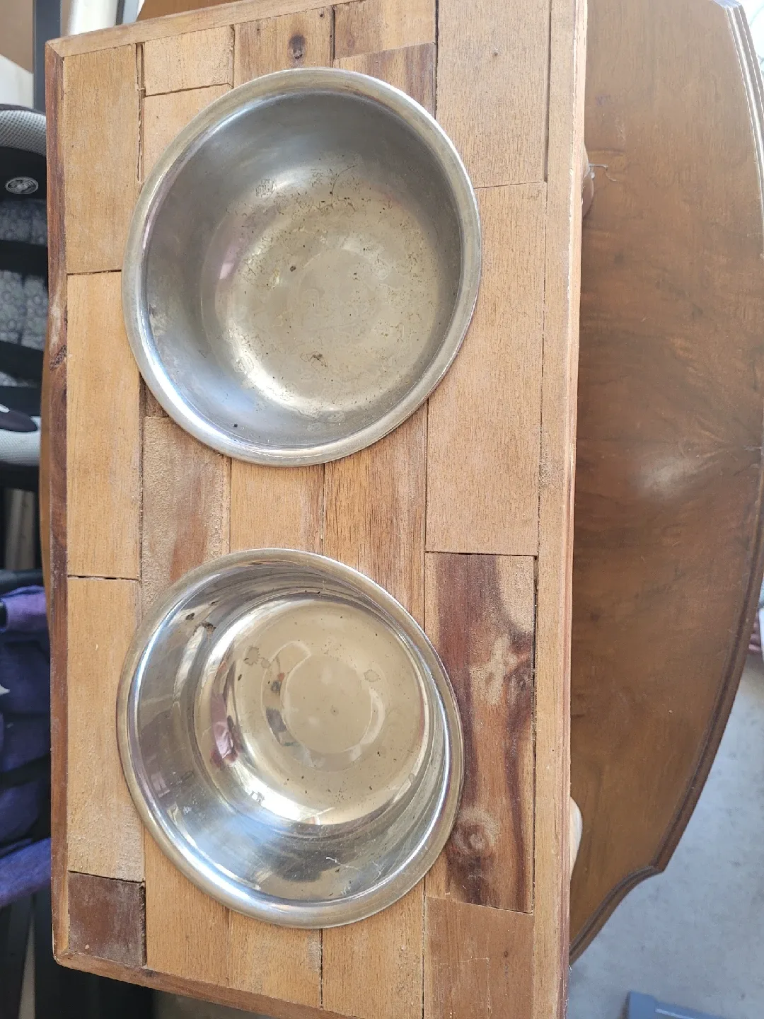 Handmade Wooden Double Pet Bowl Stand image indicator(2)