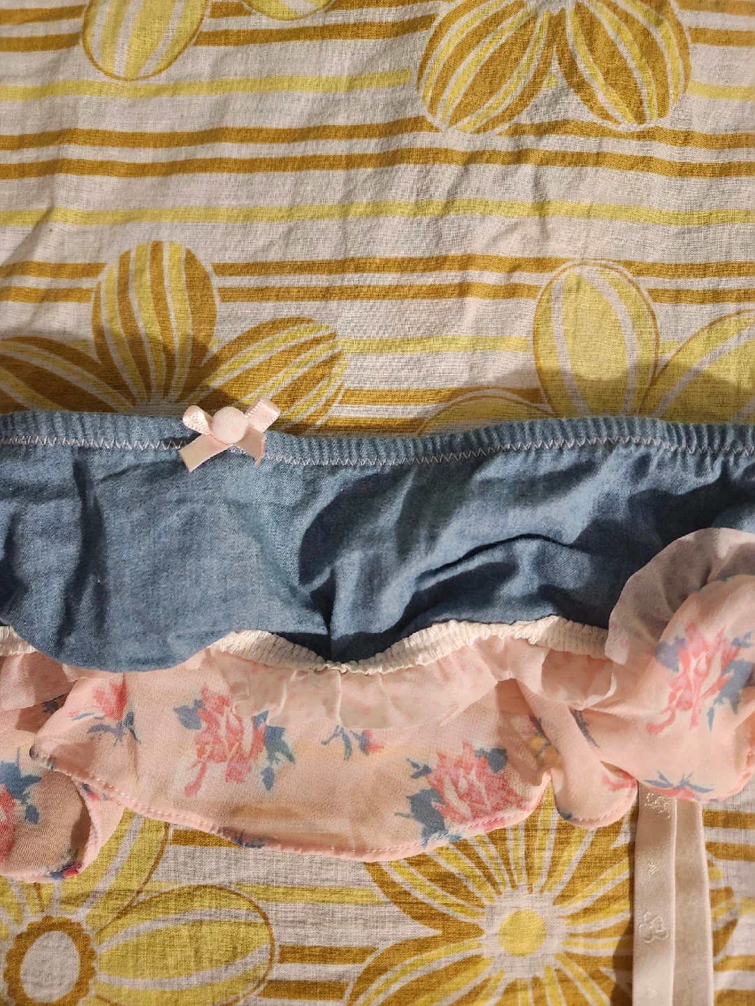 NWT Coquette denim and floral garter belt image indicator(2)