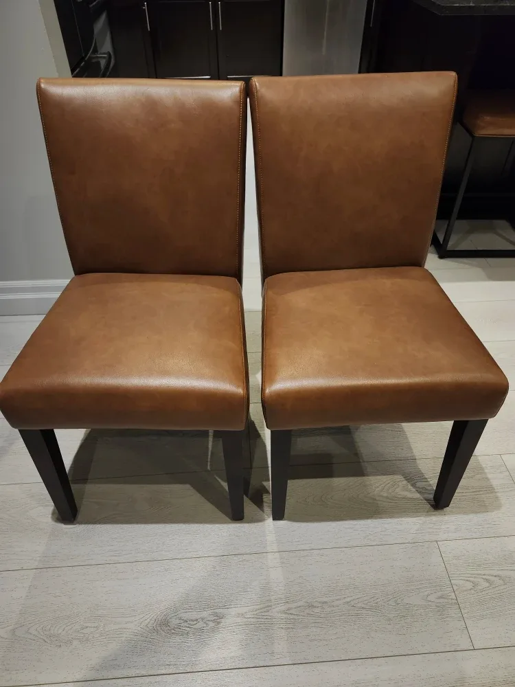 Brown Leather Dining Chairs - Set of 2