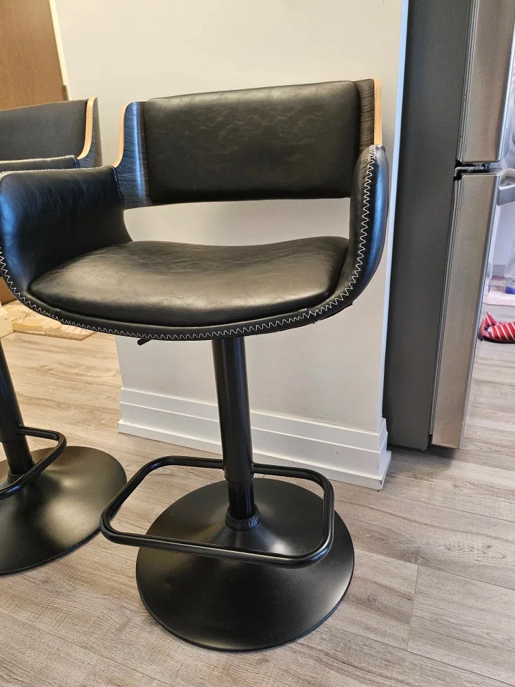 Black Faux Leather Bar Stools - Set of 2