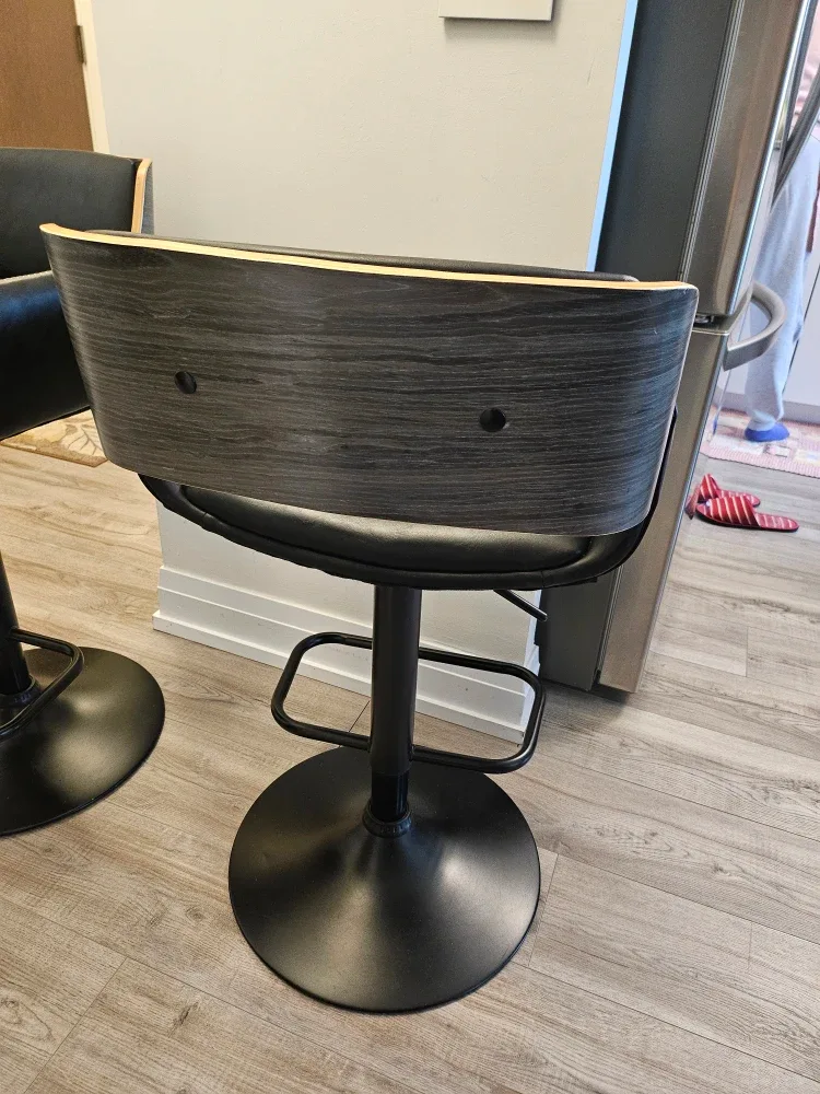 Black Faux Leather Bar Stools - Set of 2 image indicator(3)