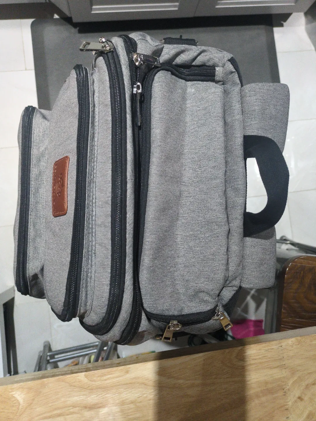 Genny Brodie's Grey Diaper Bag Backpack image indicator(2)