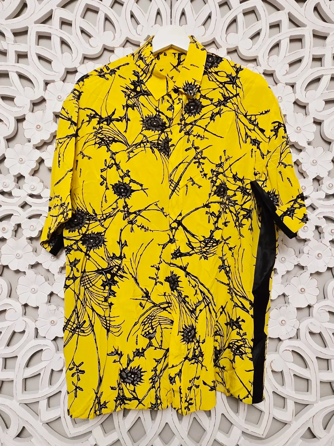 Yellow Patterned Short Sleeve Shirt
