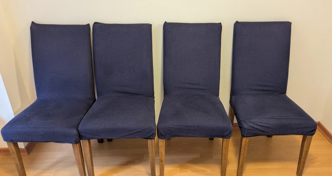 Dining Chairs with Blue Covers - Set of 4