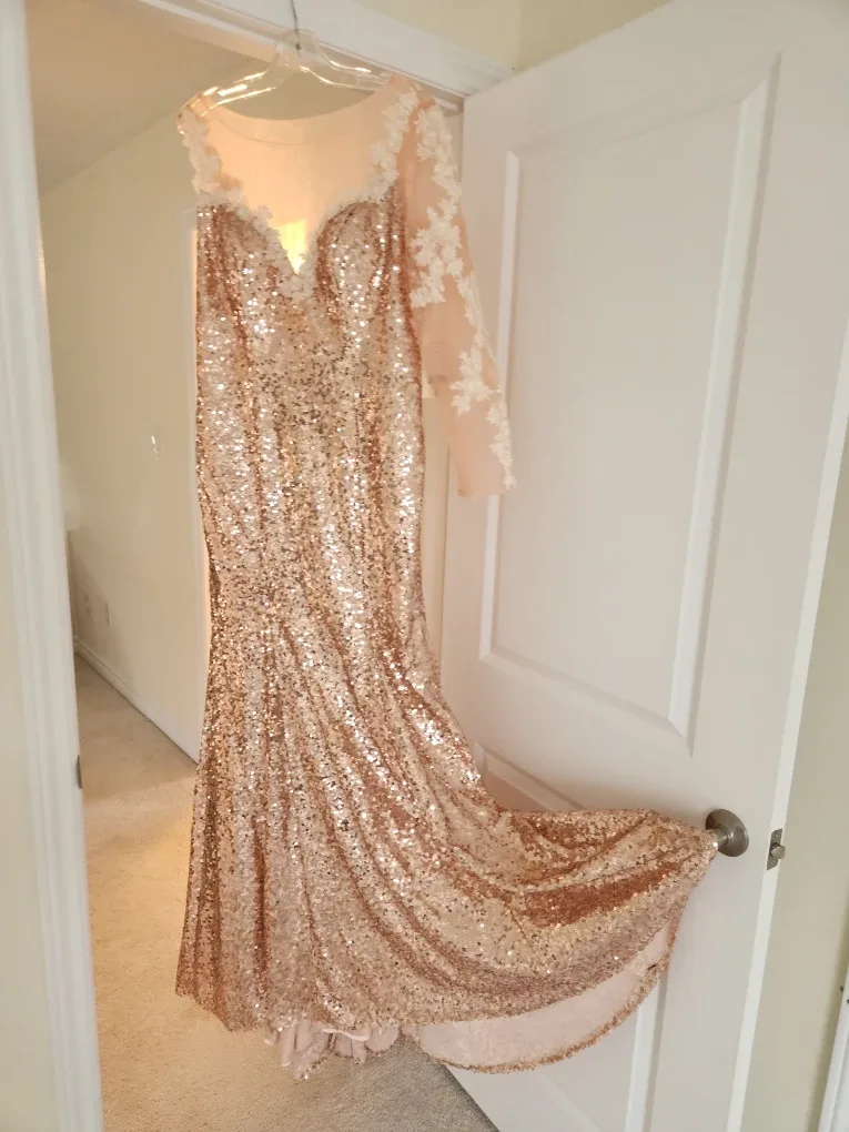 New Rose Gold Mermaid Gown - Custom Size Large