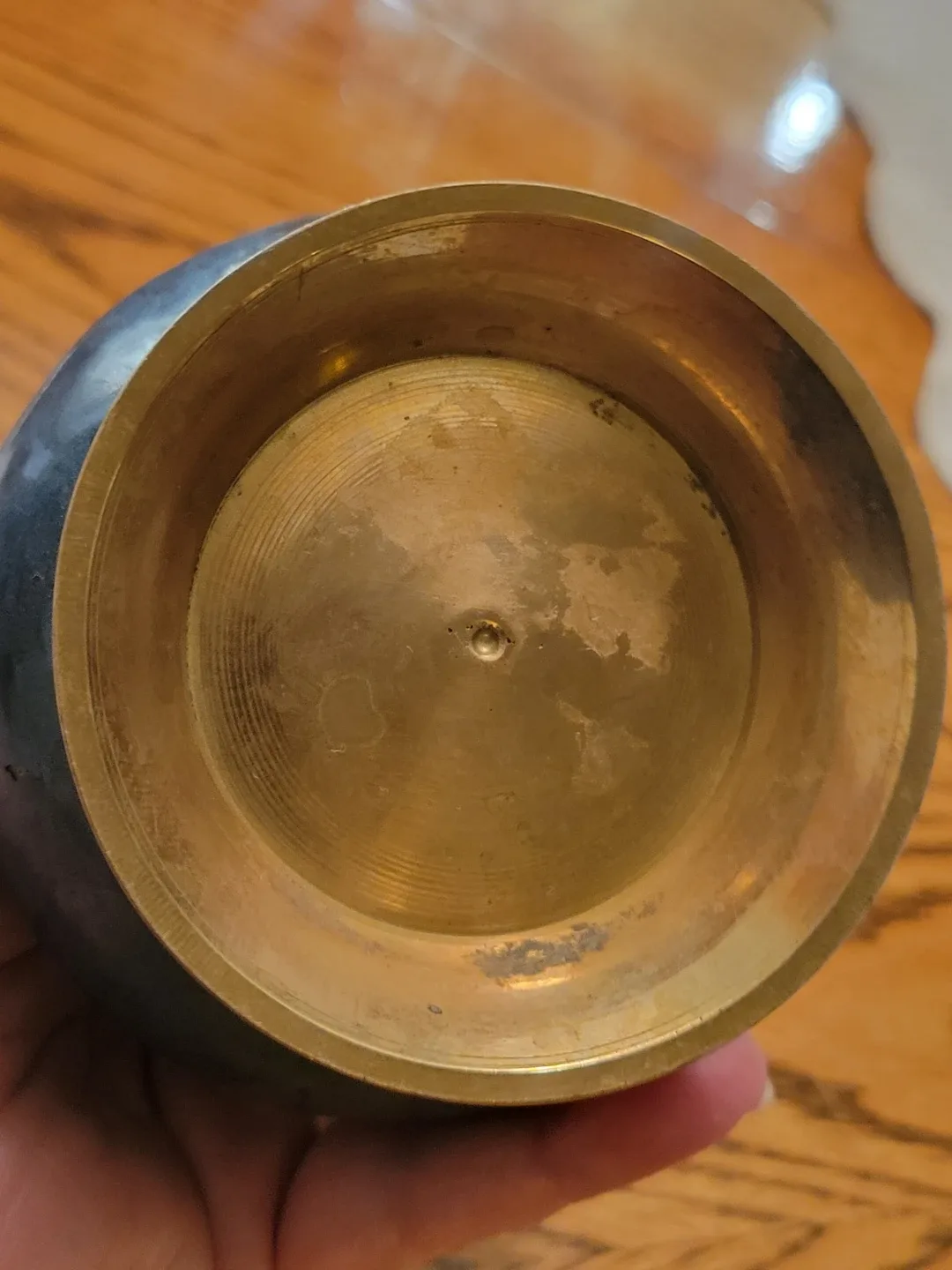 Vintage Brass Teal Fruit Motif Vase image indicator(8)