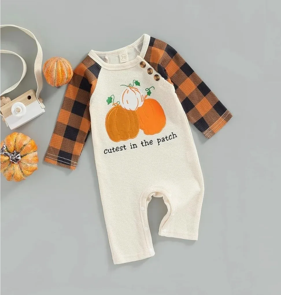 Brand New Newborn Halloween Outfit Pumpkin Long Sleeve Onesie