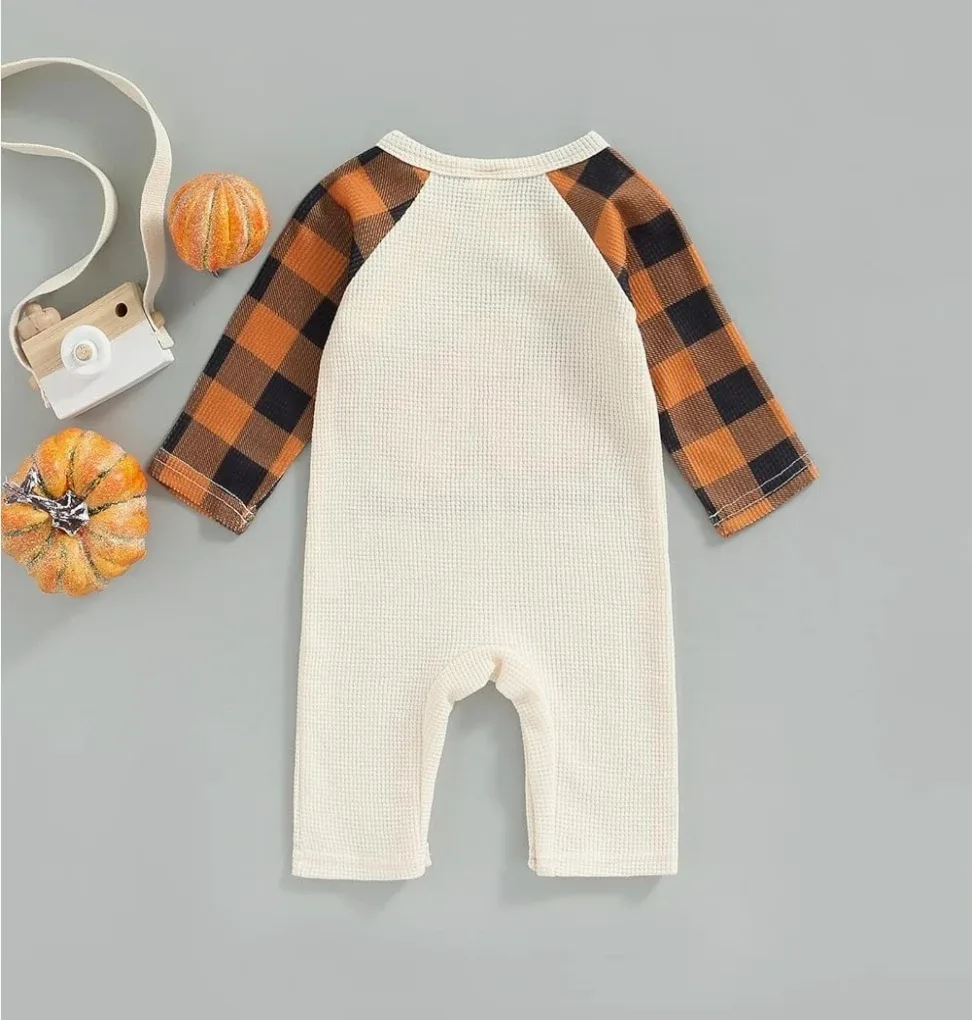 Brand New Newborn Halloween Outfit Pumpkin Long Sleeve Onesie image indicator(2)