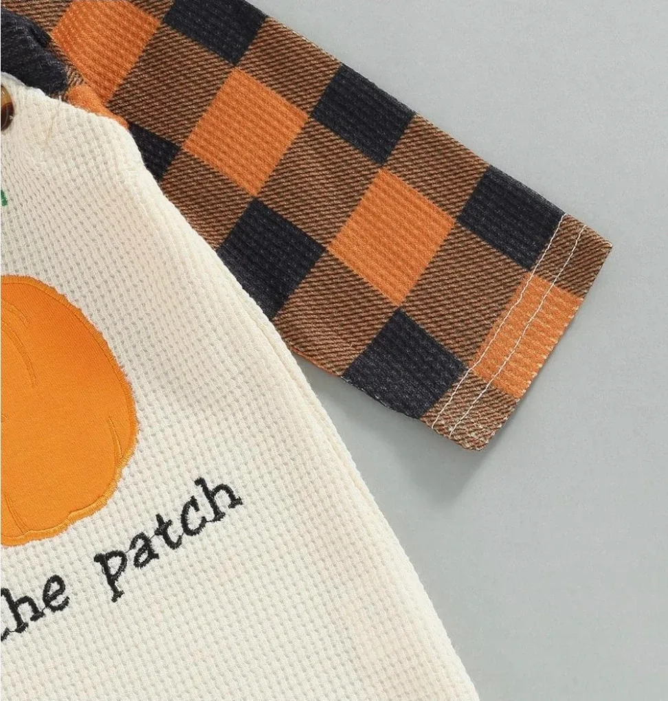 Brand New Newborn Halloween Outfit Pumpkin Long Sleeve Onesie image indicator(3)