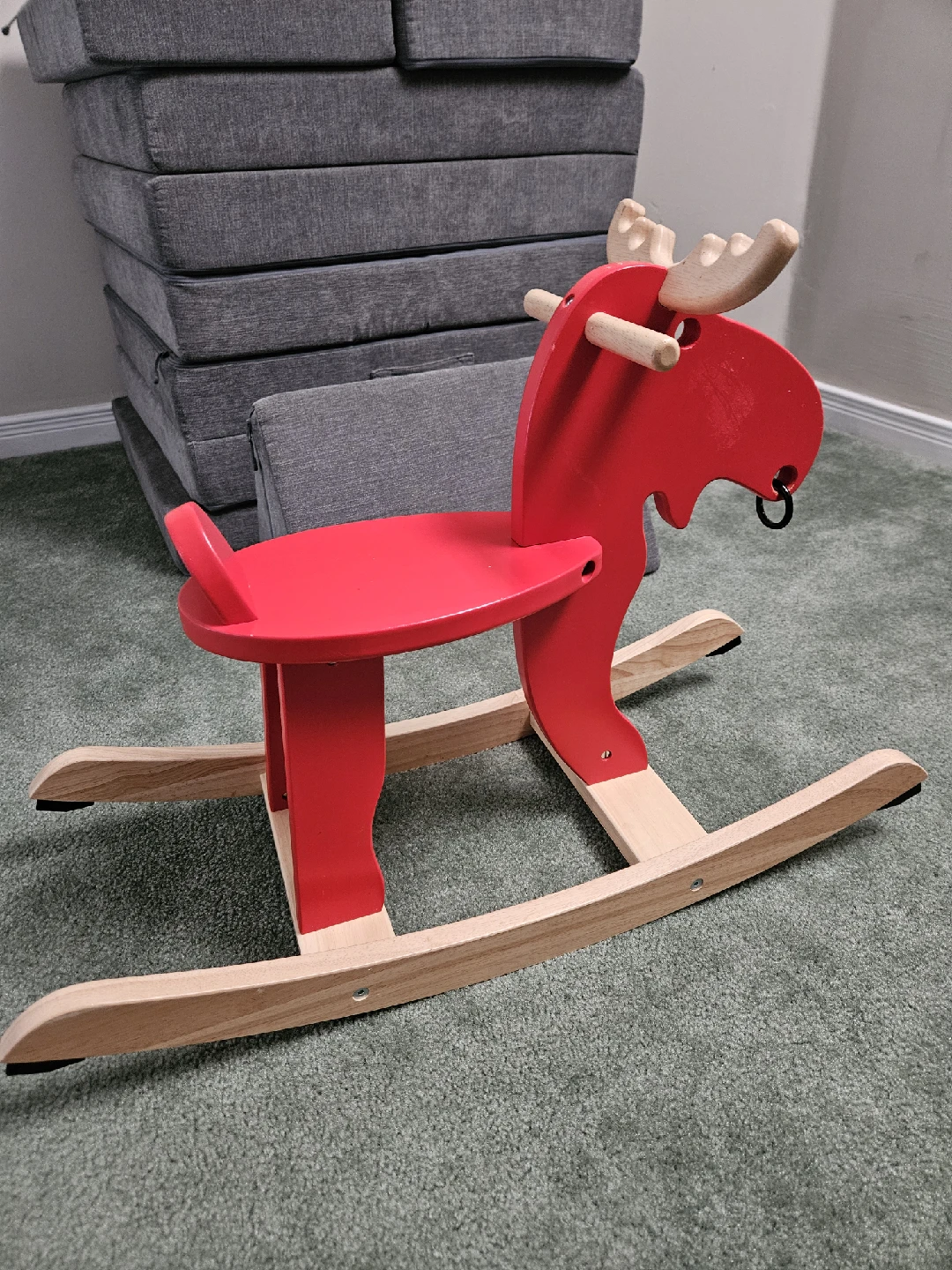 Kids Play Tunnel & Red Wooden Moose Rocker - photo 2