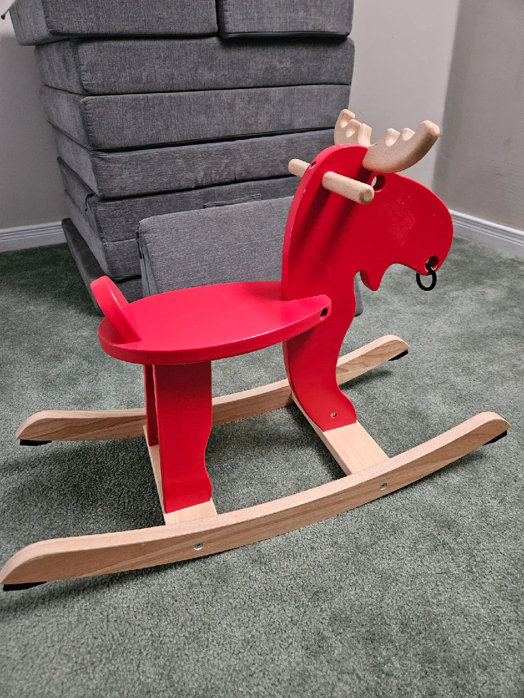 Kids Play Tunnel & Red Wooden Moose Rocker image indicator(2)