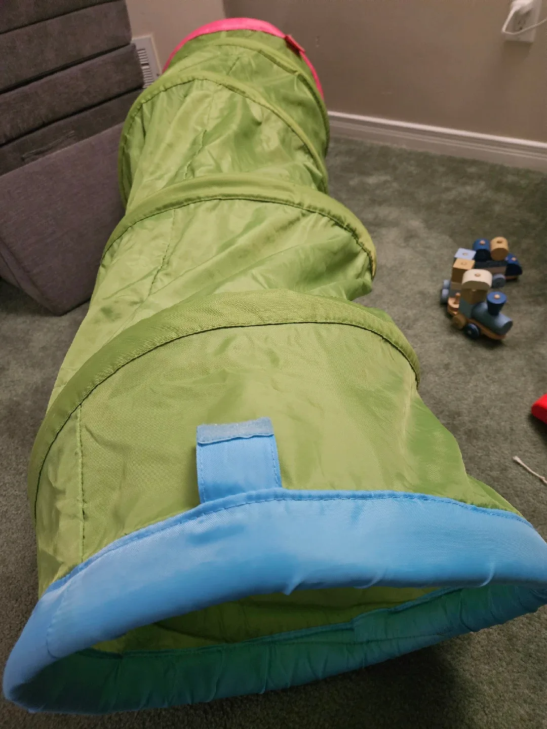 Kids Play Tunnel & Red Wooden Moose Rocker image indicator(3)