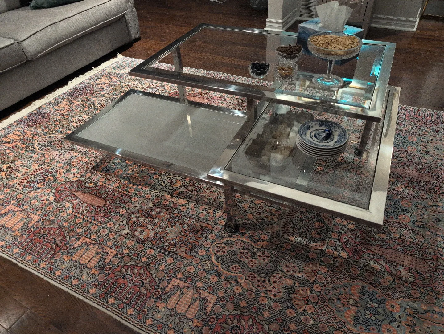 3 Tier Silver & Glass Coffee Table thumbnail