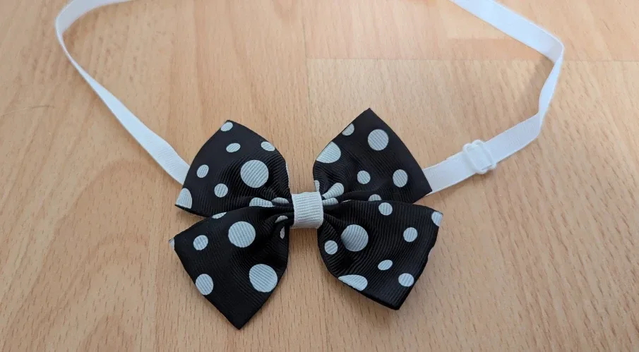 Polka Dot Dog Bow Tie - Black & White image indicator(2)