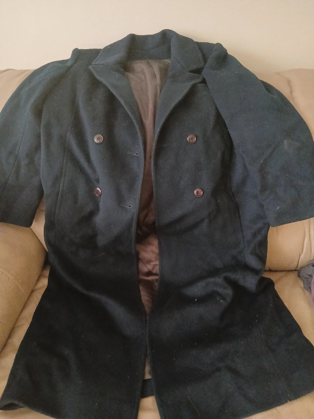 Wool Blend Overcoat - Navy Blue - photo 2