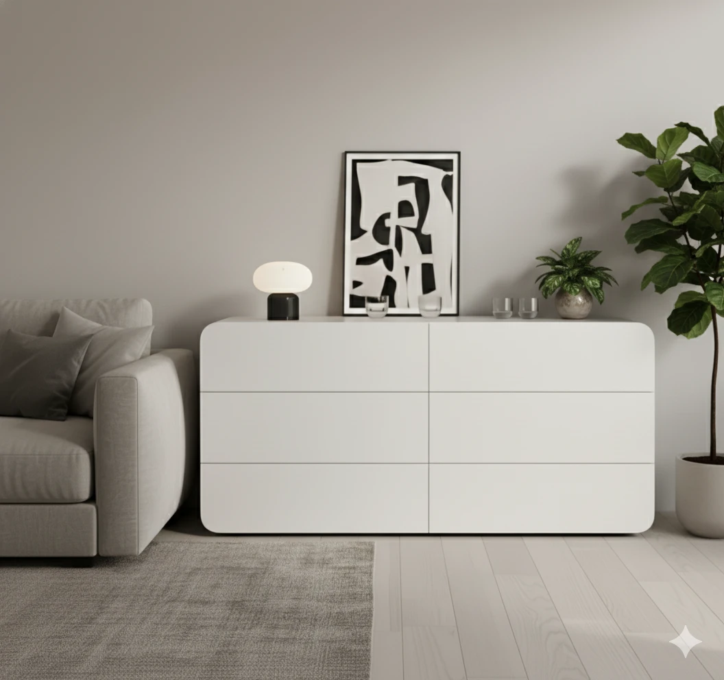 White 6-Drawer Dresser (47.24" x 15.74") - photo 2