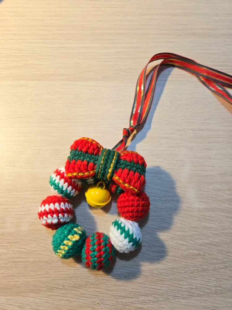 Handmade Crochet Christmas Wreath Ornament