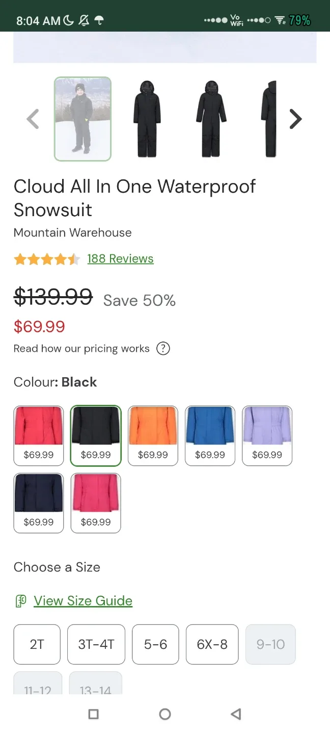 Mountain Warehouse Kids Snowsuit - Black image indicator(8)