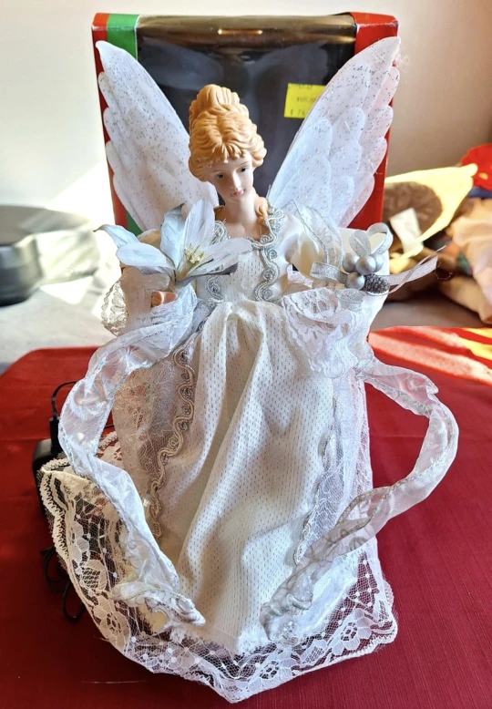 Vintage Sterling ANIMATED Fiber Optic ANGEL Tree Topper - photo 2