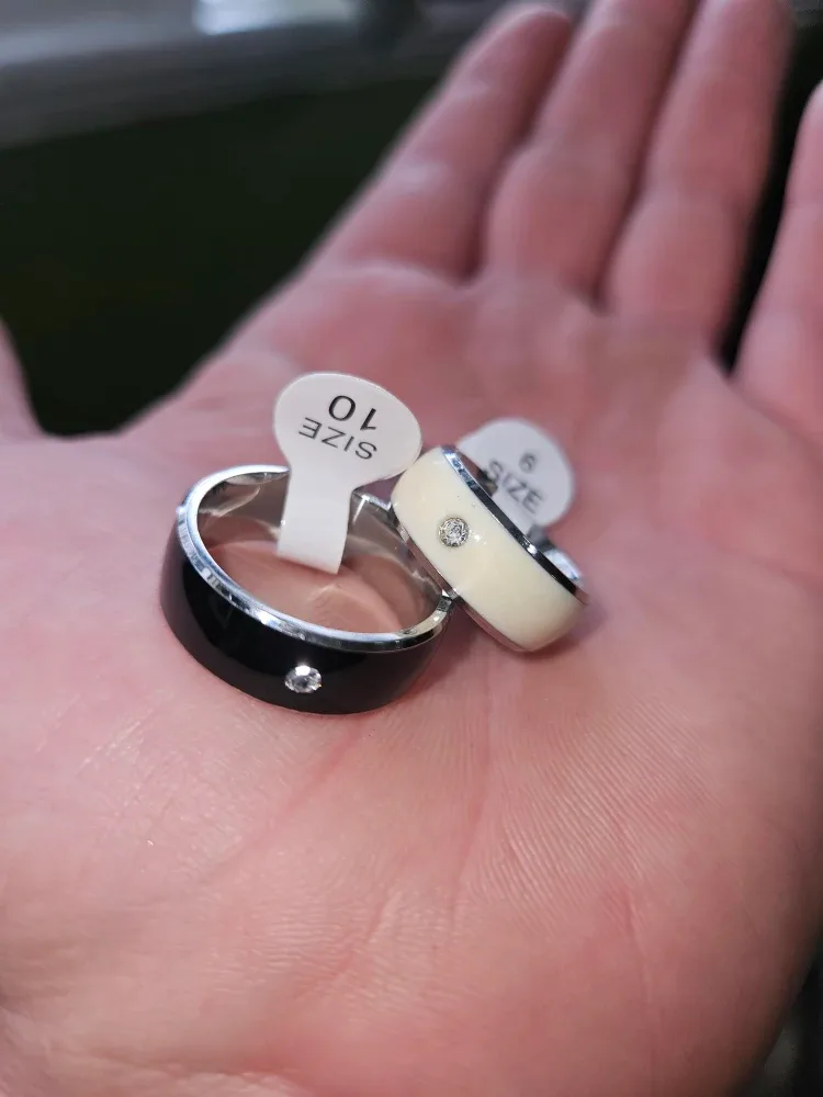 Two Rings: Black (Size 10) & White (Size 6)