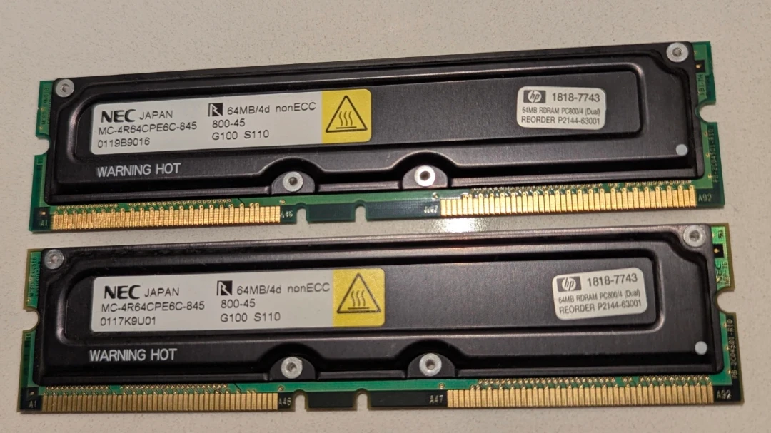 🥕 NEC/HP 2x64MB RDRAM PC800