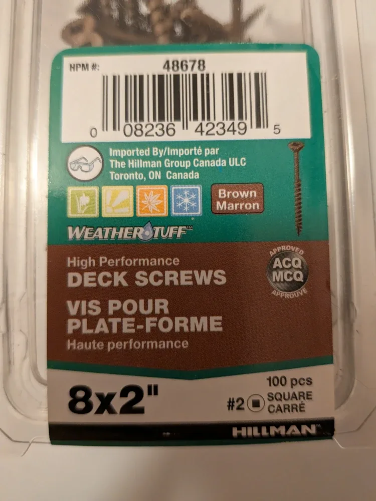 Hillman Deck Screws 8x2" Brown 100pcs New, unopened image indicator(3)