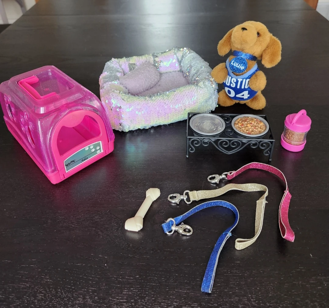 Justice Pets toy dog with crate, bed, leashes, food, bone + - photo 3