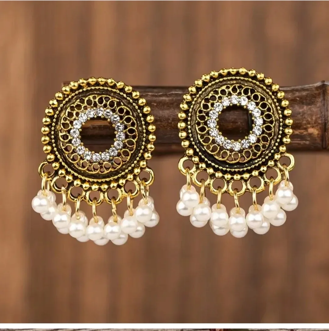 Gold Tone Pearl Drop Earrings thumbnail