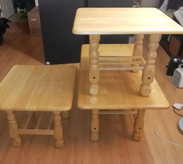 Wooden Coffee table and 2 side tables - photo 2