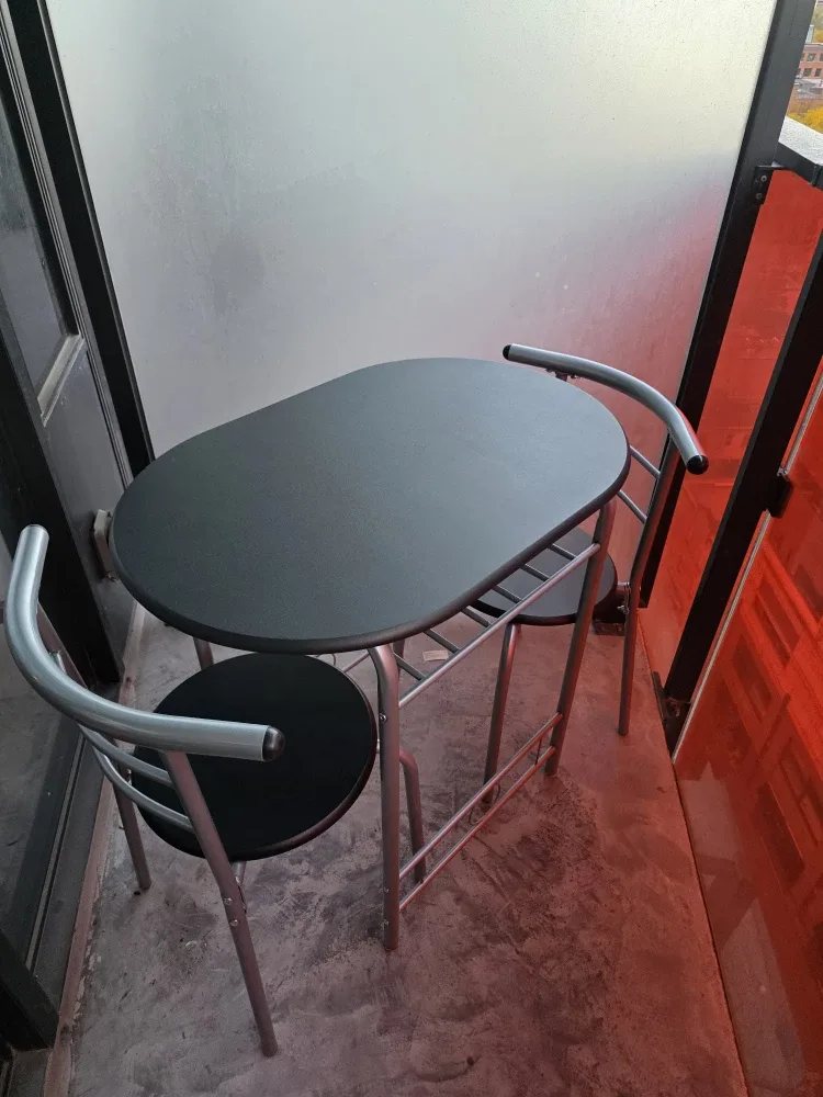 3-Piece Dining Table Set - Black & Silver image indicator(4)