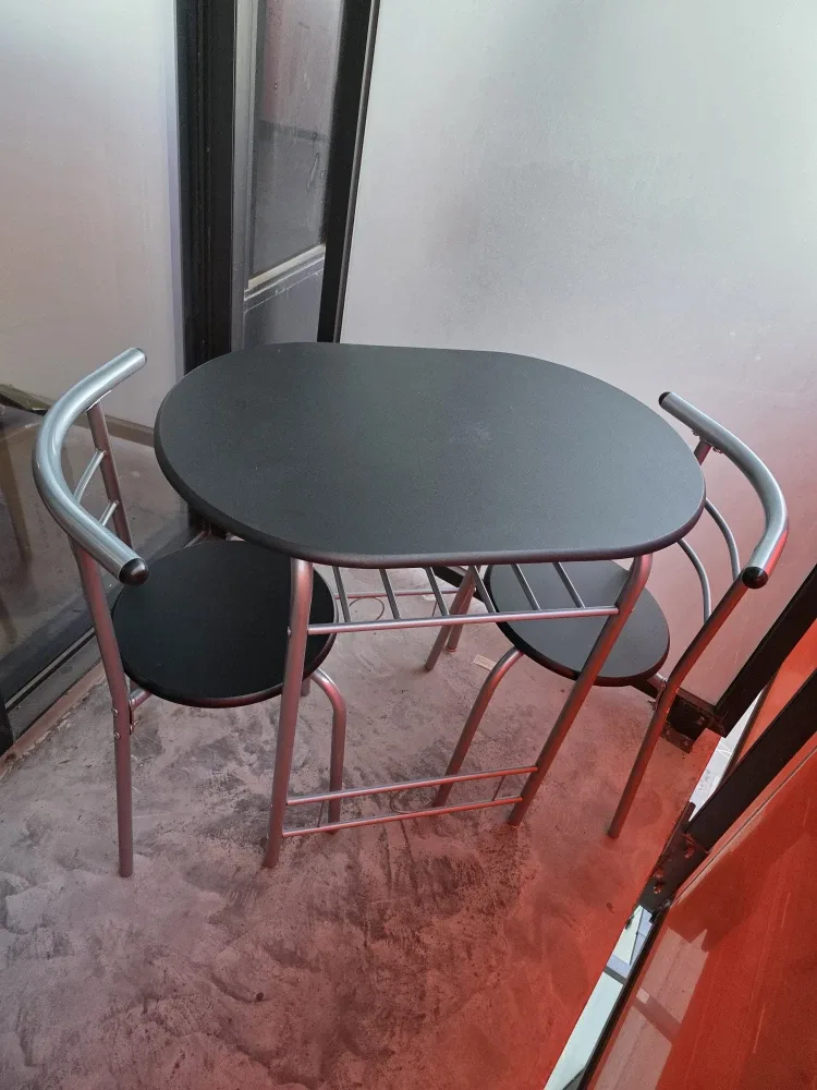 3-Piece Dining Table Set - Black & Silver image indicator(3)