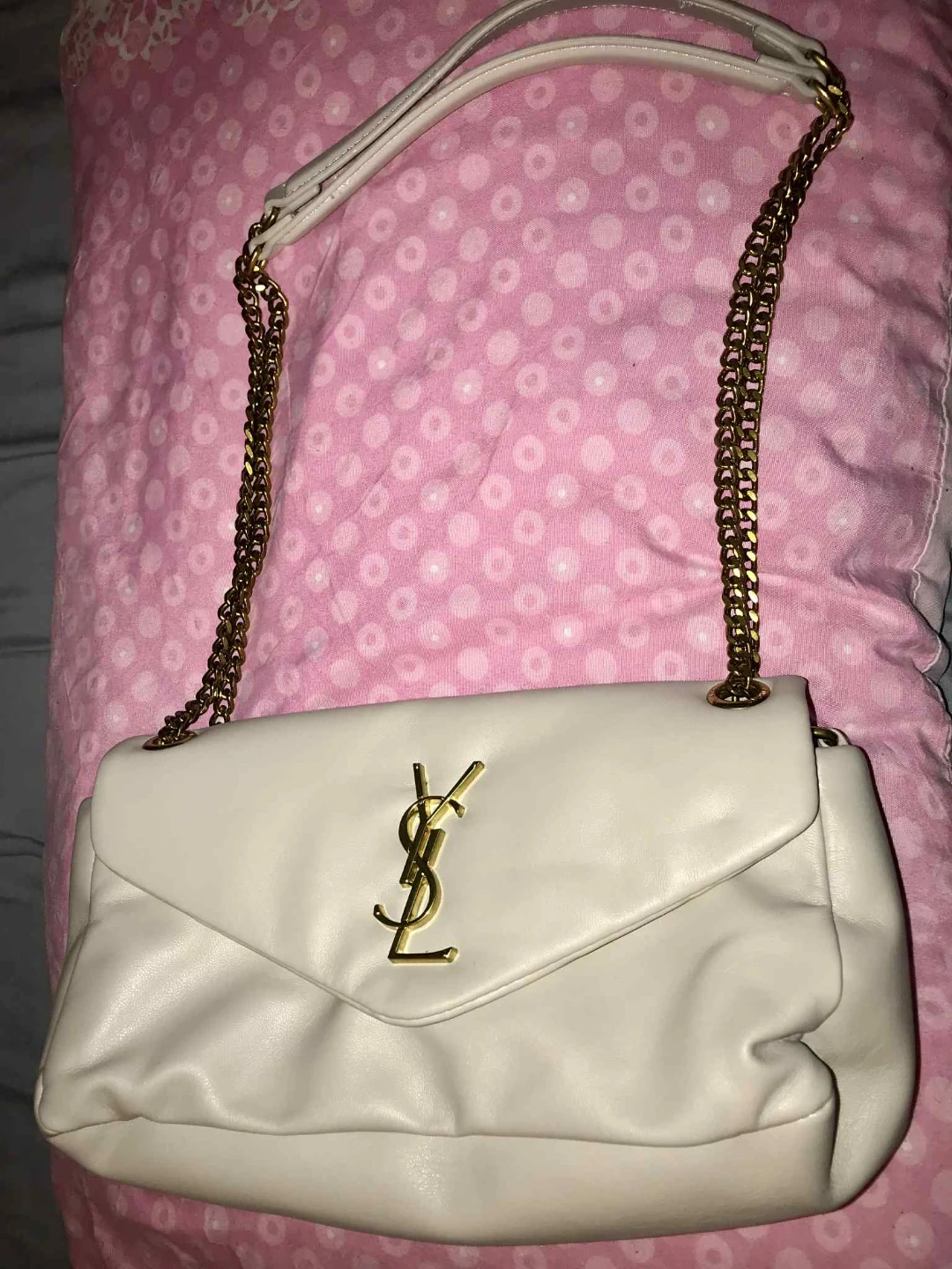Yves Saint Laurent YSL White Leather Shoulder Bag