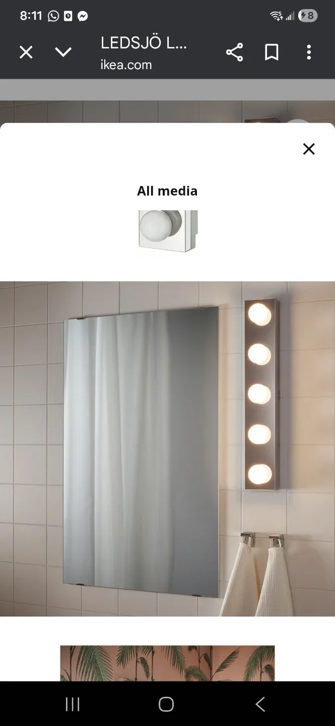 IKEA LEDSJÖ LED Wall Lamp, Stainless Steel image indicator(3)