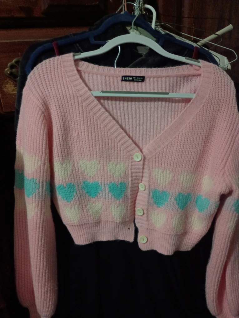 🥦 Shein Pink Cropped Knitted Sweater